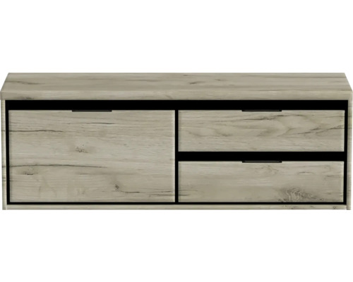 Waschtischunterschrank Sanox Loft BxHxT 140,2 x 48,6 cm x 45 cm Frontfarbe craft oak mit Waschtischplatte 2 Auszüge rechts Waschtischunterschrank Sanox Loft BxHxT 140,2 x 48,6 cm x 45 cm Frontfarbe craft oak mit Waschtischplatte 2 Auszüge rechts