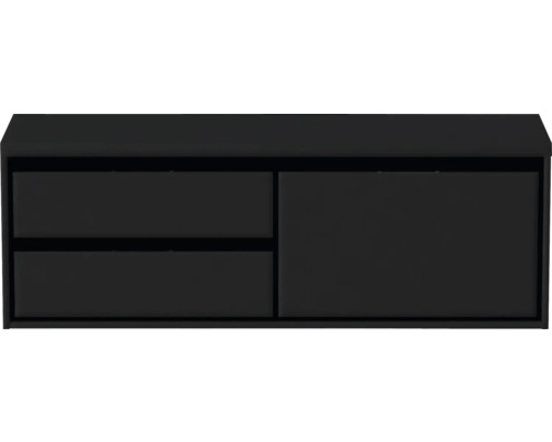 Schwarzer Waschtischunterschrank mit zwei Schubladen und einer Tür