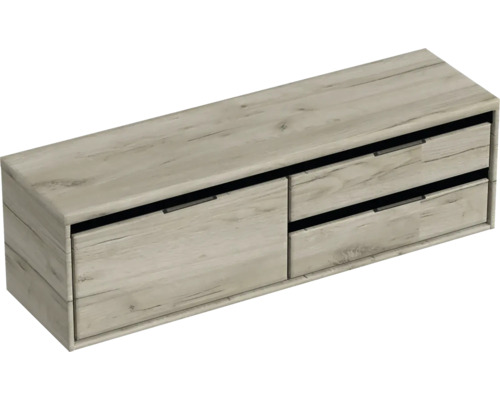 Waschtischunterschrank Sanox Loft BxHxT 160,2 x 48,6 cm x 45 cm Frontfarbe craft oak mit Waschtischplatte 2 Auszüge rechts