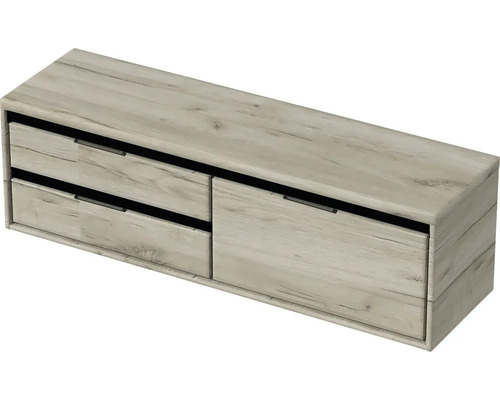 Waschtischunterschrank Sanox Loft BxHxT 160,2 x 48,6 cm x 45 cm Frontfarbe craft oak mit Waschtischplatte 2 Auszüge links Waschtischunterschrank Sanox Loft BxHxT 160,2 x 48,6 cm x 45 cm Frontfarbe craft oak mit Waschtischplatte 2 Auszüge links
