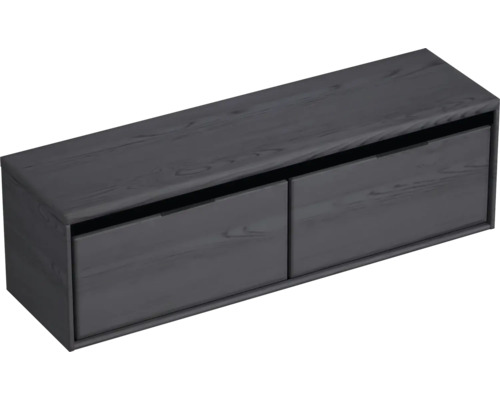 Meuble sous-vasque Sanox Loft lxhxp 160,2 x 48,6 cm x 45 cm couleur de façade black oak avec plan de lavabo