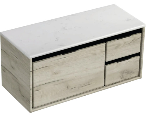 Waschtischunterschrank mit zwei Schubladen und Marmorplatte