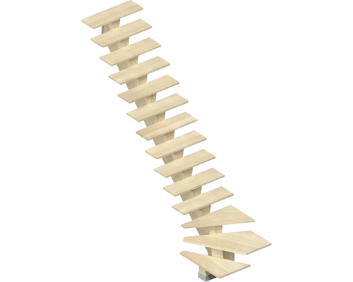 Pertura Mittelholmtreppe Agape Sioux White 90 cm Valchromat (Holzfaser) Eiche furniert Geölt 14 Stufen 15 Steigungen