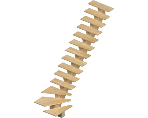 Pertura Mittelholmtreppe Agape Comanche Pure 90 cm Valchromat (Holzfaser) Eiche furniert Geölt 14 Stufen 15 Steigungen