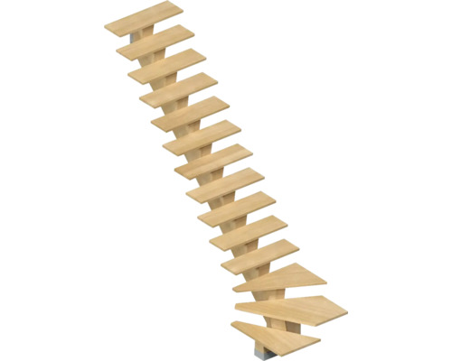 Pertura Mittelholmtreppe Agape Comnache Pure 90 cm Valchromat (Holzfaser) Eiche furniert Geölt 14 Stufen 15 Steigungen