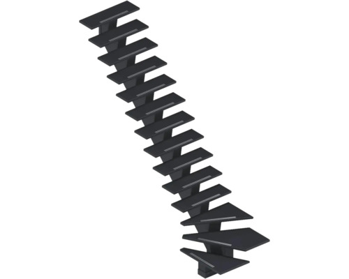 Escalier à crémaillère Pertura Agape noir 1/4 tournant en bas à gauche 90 cm valchromat (fibre de bois) huilé 14 marches/15 pas de marche