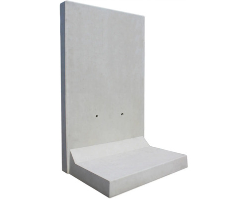 Winkelstütze Sichtbeton grau 100 x 8 x 205 cm Fusstiefe = 96,3 cm