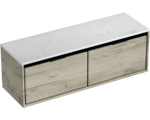 Waschtischunterschrank mit zwei Schubladen und Marmorplatte