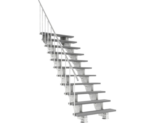 Escalier extérieur Pertura Petros avec balustrade 11 montées Trimax 120 cm gris