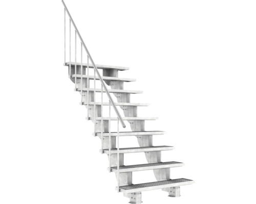 Escalier extérieur Pertura Petros avec balustrade 9 montées 120 cm grille caillebotis