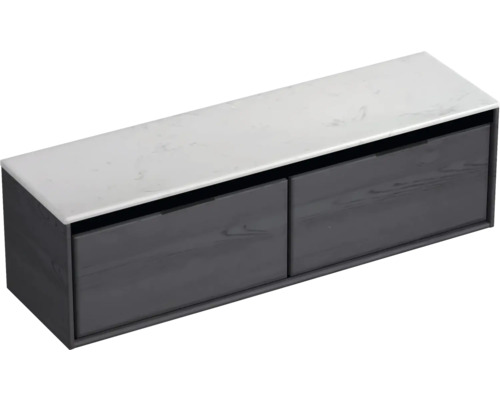 Waschtischunterschrank mit zwei Schubladen und Marmorplatte
