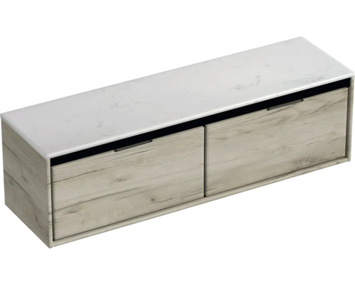 Waschtischunterschrank mit zwei Schubladen und Marmorplatte