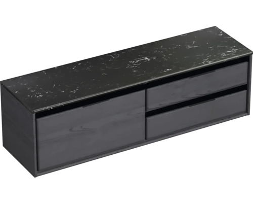 Waschtischunterschrank mit zwei Schubladen und Steinplatte