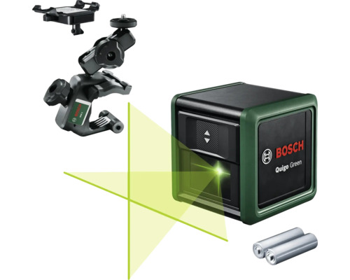 Bosch Quigo Green Kreuzlinienlaser mit Stativ und Batterien