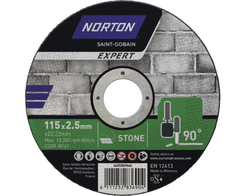 Norton Saint Gobain Expert disque à tronçonner, 115 x 2,5 mm, disque à tronçonner pour pierre