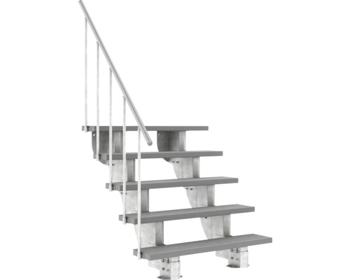 Escalier extérieur Pertura Petros avec balustrade 5 montées Trimax 120 cm gris