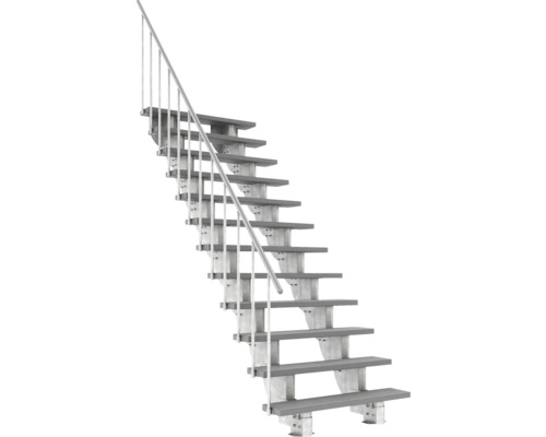 Escalier extérieur Pertura Petros avec balustrade 12 montées Trimax 120 cm gris