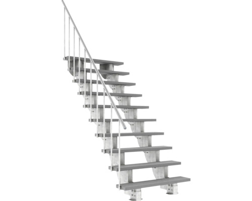 Escalier extérieur Pertura Petros avec balustrade 10 montées Trimax 120 cm gris