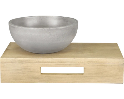 Coupe décorative en béton sur plateau en bois