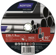 Disque à tronçonner Norton de dimensions 230 x 1,9 millimètre pour métal inox