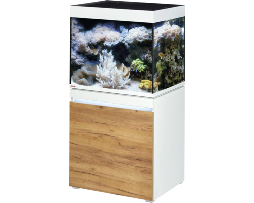 Aquariumkombination EHEIM incpiria 230 marine mit LED-Beleuchtung, Förderpumpe und beleuchtbaren Unterschrank alpin/Eiche