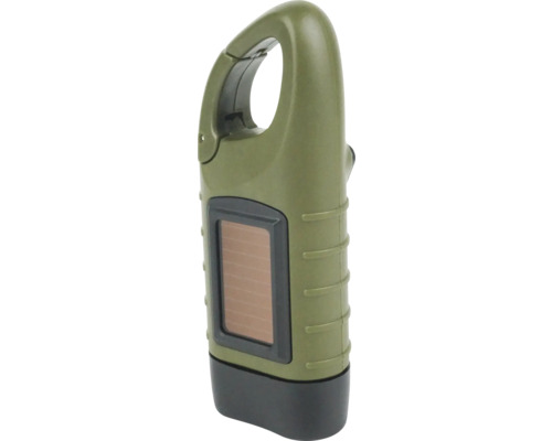 Lampe de poche à manivelle à énergie solaire avec mousqueton
