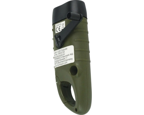 Lampe de poche à manivelle avec mousqueton