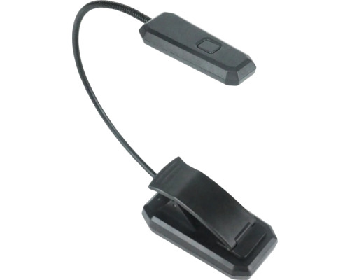 Lampe de lecture noire avec clip de fixation et bras flexible