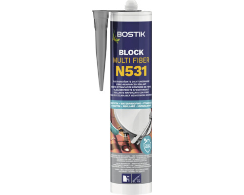 Mastic d'étanchéité renforcé de fibres Bostik BLOCK N531 MULTI FIBER 310 ml