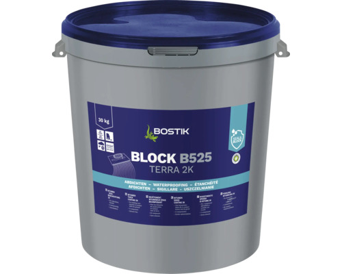 Bostik BLOCK B525 TERRA 2K+ Faserarmierte Bitumendickbeschichtung 30 Kg