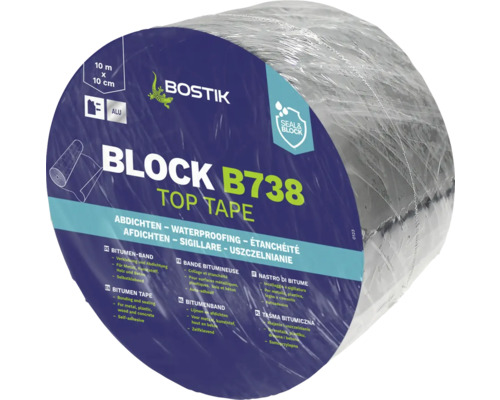 Bostik BLOCK B738 TOP TAPE Bitumenband aluminiumfarbig 10 m x 10 cm