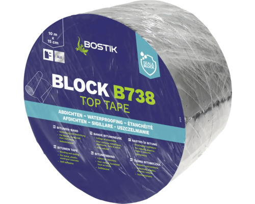 Bostik BLOCK B738 TOP TAPE Bitumenband aluminiumfarbig 10 m x 15 cm