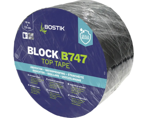 Bande bitumineuse en plomb Bostik BLOCK B738 TOP TAPE 10 m x 7,5 cm