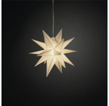 Sternförmige Papierleuchte mit Aufhängung.