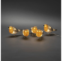 Guirlande lumineuse décorative avec cinq figurines de rouges-gorges pour l''intérieur