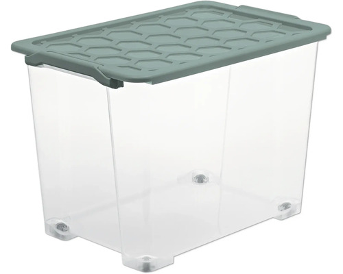 Rotho Box mit Deckel und Rädern Evo Safe 65 l transparent 59x41,2x39,5 cm Aufbewahrungsbox aus Kunststoff mit Deckel