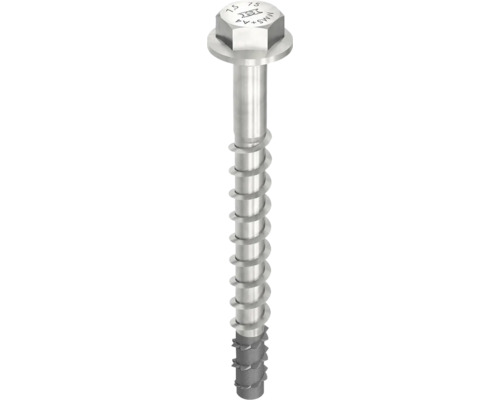 HECO-MULTI-MONTI-plus SS Betonschraube Sechskant Teilgewinde 7,5 x 75 mm Edelstahl A4 50 Stück Schraube mit Sechskantkopf und Holzgewinde