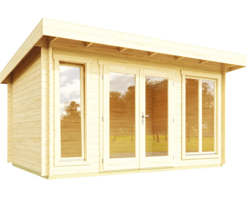 Maison de jardin en bois avec fenêtres et double porte