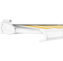 Store avec tissu rayé jaune et blanc