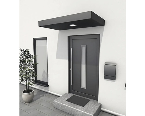 Auvent rectangulaire Gutta BS Plus 200x90 cm en anthracite évacuation à droite