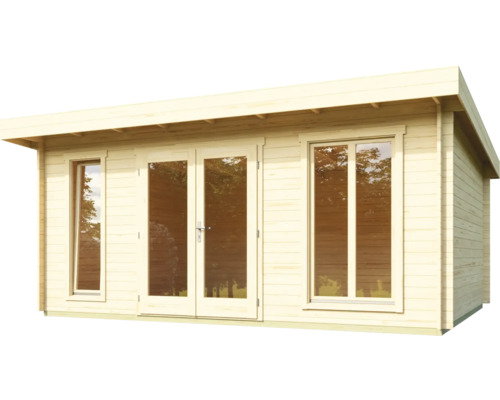 Maison de jardin en bois avec porte double et fenêtres