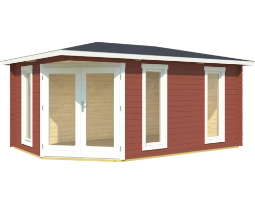 Holzgartenhaus mit Fenstern und Doppeltür