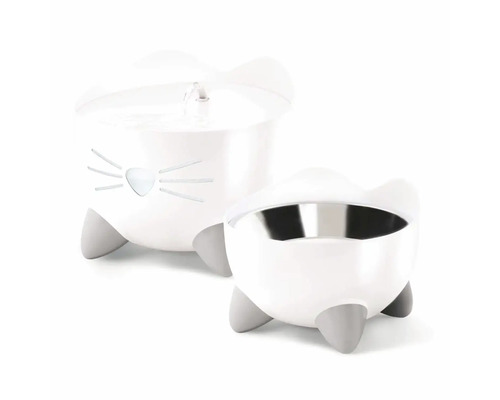 Fontaine à eau et gamelle pour chat en forme de chat