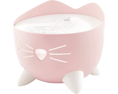 Fontaine catit Pixi Fountain rose 2,5 l, fontaine pour chat fonctionnement sur secteur Fontaine pour chat avec motif de chat et circulation d''eau