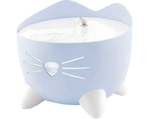 Fontaine catit Pixi Fountain bleu 2,5 l, fontaine pour chat fonctionnement sur secteur Fontaine à eau pour chat en forme de chat avec distributeur d''eau