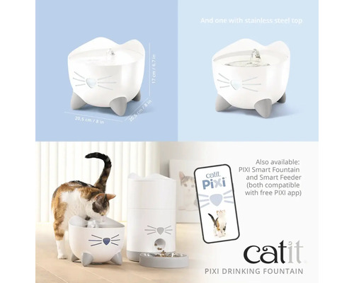 Fontaine à eau et distributeur de nourriture Catit Pixi pour chats