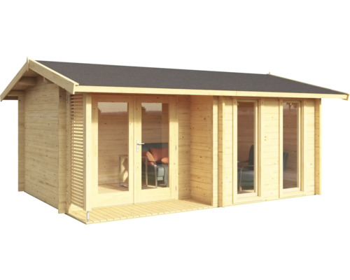 Abri de jardin en bois avec fenêtres et double porte