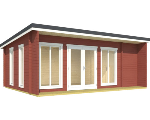 Maison de jardin en bois avec fenêtres et porte double