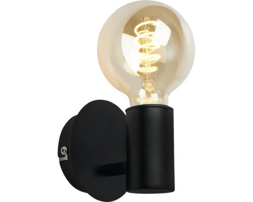 Wandlampe 1xE14 10 W schwarz Schwarze Wandleuchte mit dekorativer Glühbirne