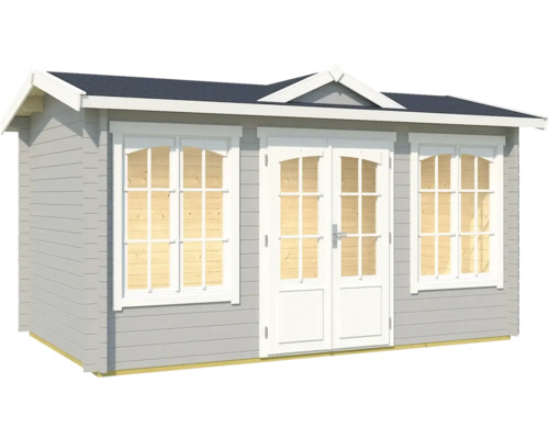 Abri de jardin en bois avec fenêtres et porte double